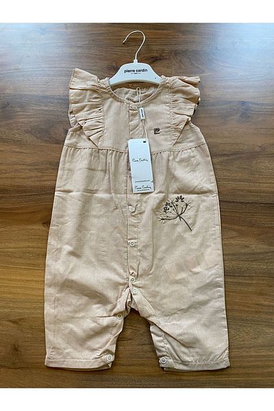 Pierre Cardin Floral Baby Girl Zero Sleeve Ruffle Romper with Snaps