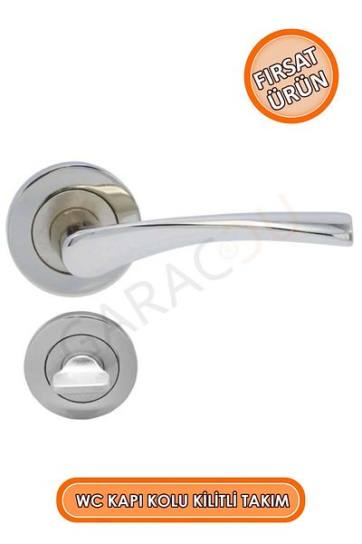 garaccu Quality Nickel Rosette Wc Type Door Handle Locked Suit (Front Back Set)