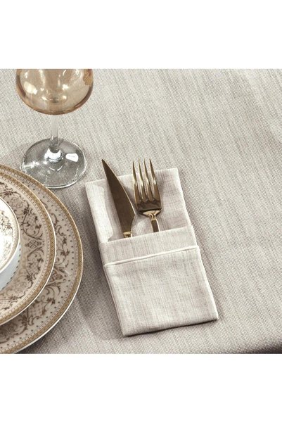 Butikhome Luna Linen Modern Tablecloth with Linen Piping