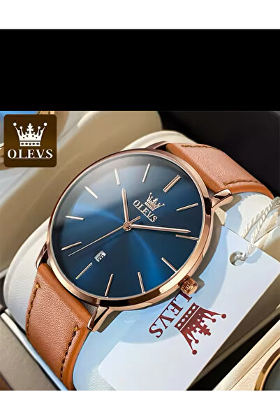 OLEVS YENİ  SEZON QUARTZ ÇELİK DERİ KORDON ERKEK KOL SAATİ  LÜX VE ŞIK