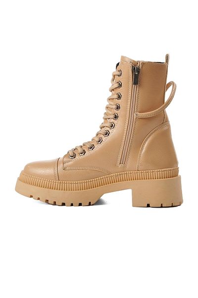 AYAKMOD Γυναικείες μπότες Nude Wrinkled Patent Leather