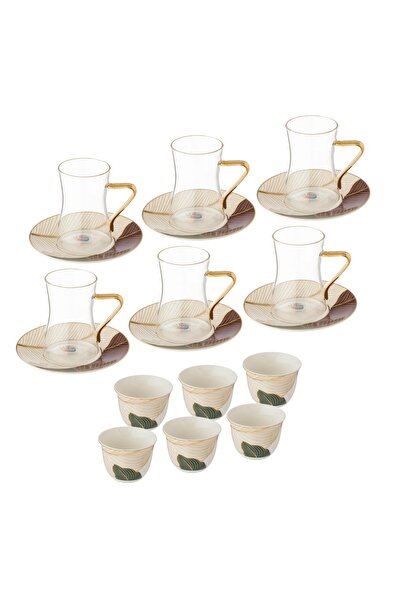 Dania طقم شاي وقهوة 18 قطعة اوراق ملونة