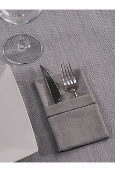 Butikhome Luna Modern Gray Tablecloth with Linen Piping