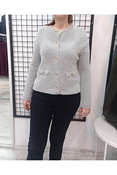 Butik Şans سترة صوفية محبوكة بأزرار من JM