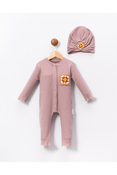 DFN Motif Pattern Pocketed Woven Jumpsuit with Hat