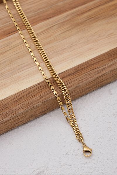 ESBAFLOR 22+4cm Gurmet Chain Anklet Non Tarnish - Steel 2-Piece Combination Parrot and Take