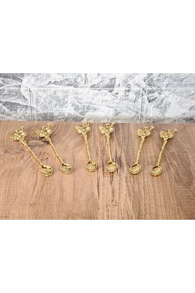 atabey home 6-Piece Japanese Rose Detail Gold Tea Spoon Set- Decorative Spoon(Buy by Reading the Description)