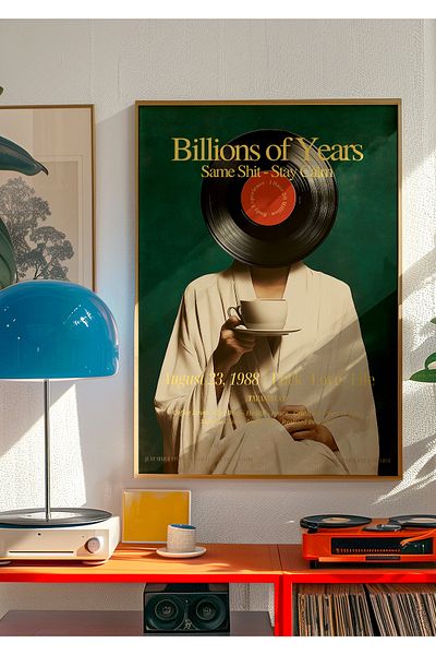 Taranist Poster - Mid Century Modern Retro Plaque Head 90S Vintage Coffee Love Vinyl Record