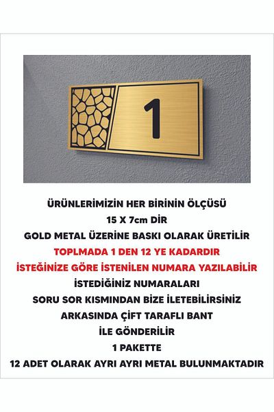 sıradışıhediyem طاولة باب الفندق، رقم باب الشقة من 1 إلى 12