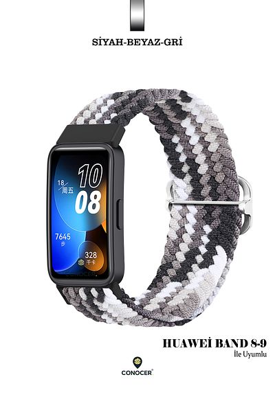 CONOCER حزام حبل منسوج من الألياف الدقيقة بتصميم جديد متوافق مع Huawei Band 8/9/10