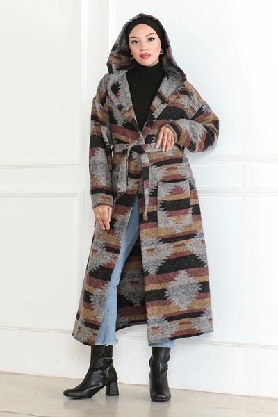 Nevayla Moda Winter Pattern Lumberjack Belted Cap / Orange - F0505