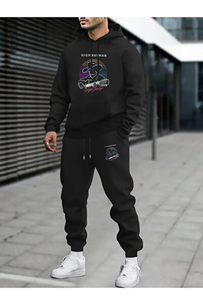 Frisson Ανδρικό Σετ Φούτερ με Κουκούλα και Στάμπα Κιθάρας