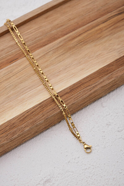 ESBAFLOR مجموعة من قطعتين من الفولاذ - صندوق دفعة، مربع ومستطيل، سوار سلسلة، غير تشويه 17+4 سم و 21 سم