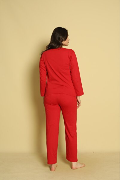 Mae Women's Long Sleeve (Seasonal) Red Printed Basic Pajama Set