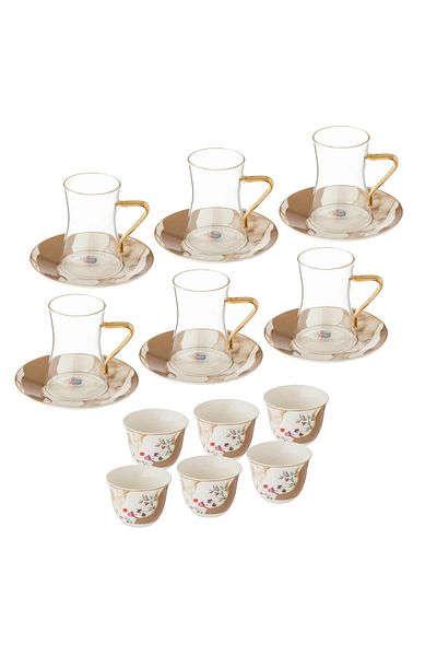 Dania Tea and coffee set, 18 pieces, colored leaves