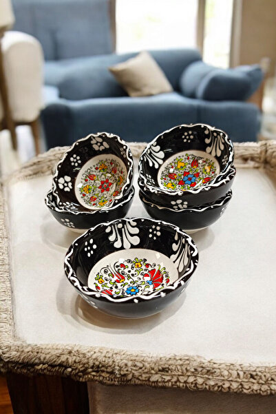 Salizera Handmade Kutahya Authentic Patterned Tile Ceramic Bowl Set (8cm - 6 ...