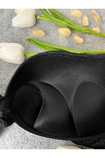 MİSTİRİK Blera Model Γυναικεία Διπλό Push-up Όρθια Κρατώντας Underwire Bustier Μαύρο Χρώμα01