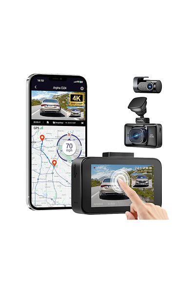 Arpha Dash Cam Car 4K Dual Channel Front and Rear D24 - Black