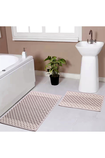 Beşler Premium 2'li Banyo Paspas Seti % 100 Pamuk Kilim