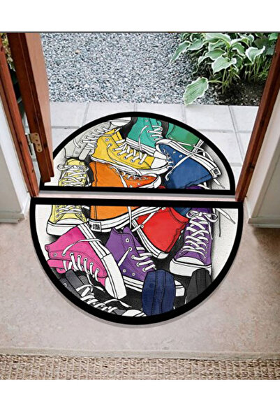 PRINTOPIA سجادة باب حمام ملونة منقوشة بأحذية ملونة قابلة للغسل في الغسالة