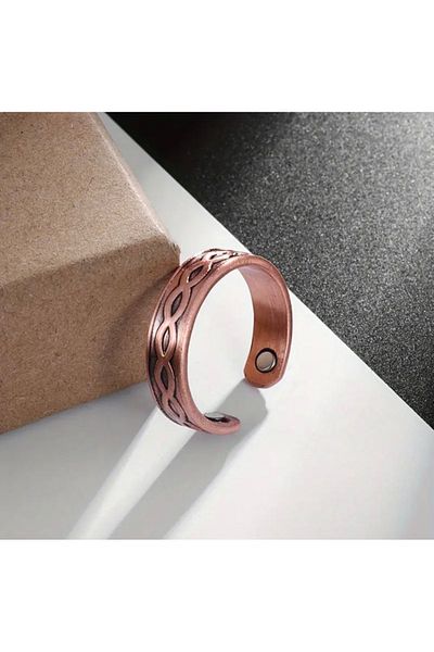 PİRAMİGO Chain Pattern Magnetic Copper Ring