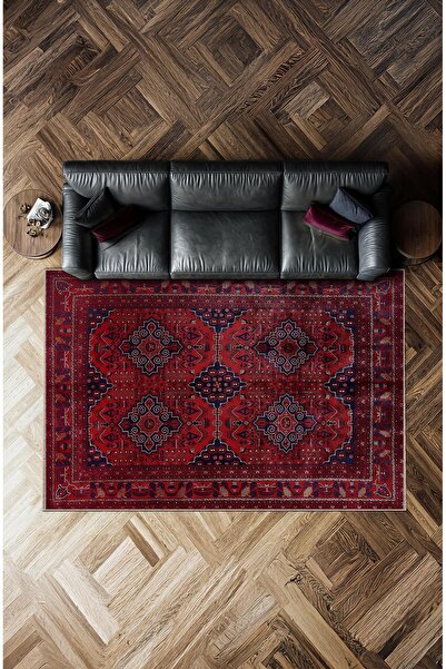 BigArts Home Afgan Bordo Vintage Desenli Salon Halısı, Dokuma Taban Dekoratif...