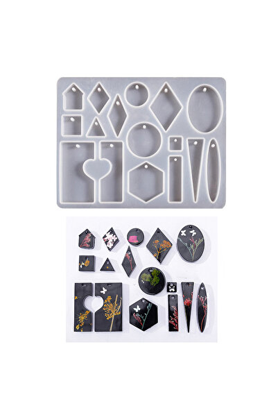 Getshopmini Epoksi Delikli Kolye Küpe Anahtarlık Kalıbı Silikon GT9550