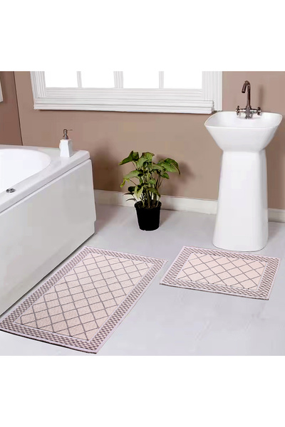 Beşler Premium 2'li Banyo Paspas Seti % 100 Pamuk Kilim