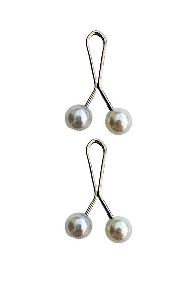 Royaleks 2 Pieces Hijab Scarf and Shawl Clip Pearl White