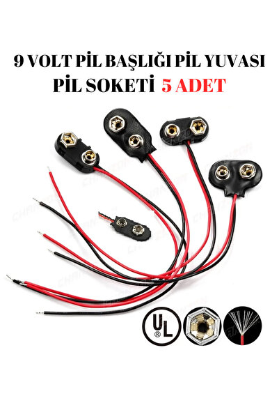 harry 5 Adet Kablo Konnektörleri Arduino İçin  9v Pil Başlığı Kablolu 9 Volt ...
