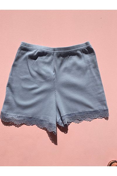 LEYNA BUTİK Pachet de 6 pantaloni scurți din bumbac cu nervuri gri-prune-verde-albastru-trandafir uscat pentru femei - chiloți