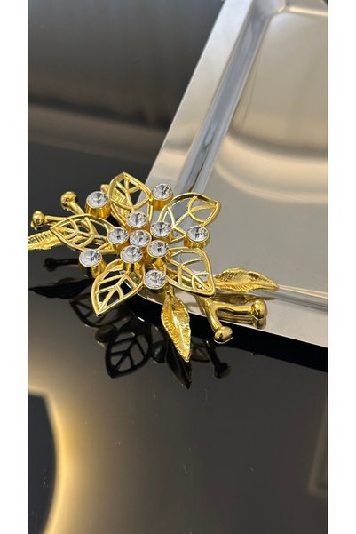 USD HOME Steel Square Tea Coffee Presentation Serving Tray with 6 Double Branches Stones Daisy Accessories