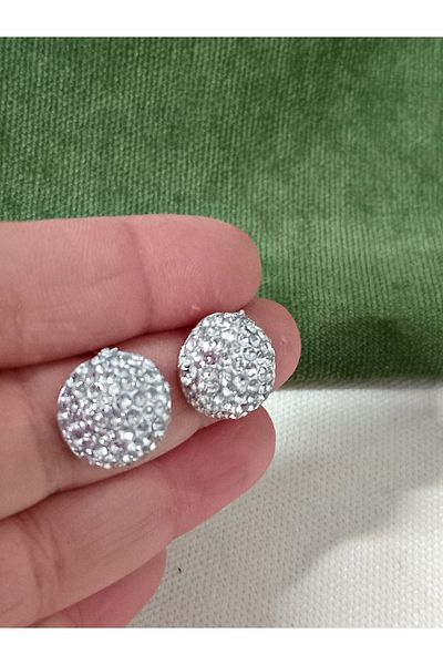 mos&more Silver Stone Small Stylish Evening Dress Daily Women's Earrings
