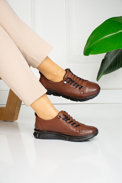 MERVESTORE حذاء من الجلد الطبيعي بأربطة مطاطية