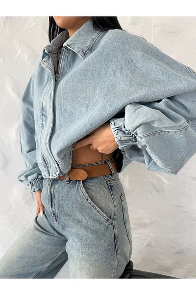Ekim Store Jachetă din denim cu mâneci cu balon