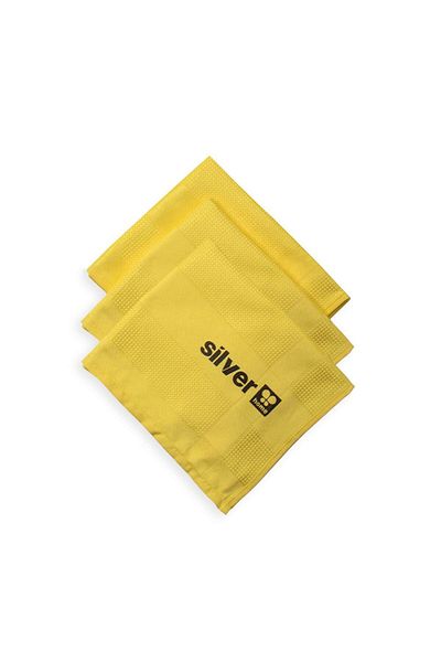Silver Yellow Microfiber Glass Cloth Set of 3 - 42X68Cm