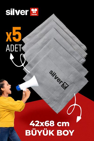Silver 5 Pieces Gray Microfiber Decorative Glass Cloth