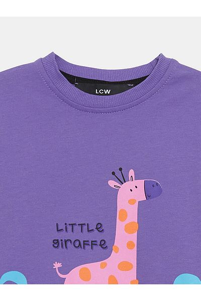 LC Waikiki Crew Neck Printed Girl's Sweatshirt
