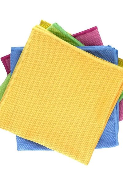 Silver 5-Piece Colorful Microfiber Diamond Patterned Glass Cleaning Cloth - 40X40Cm
