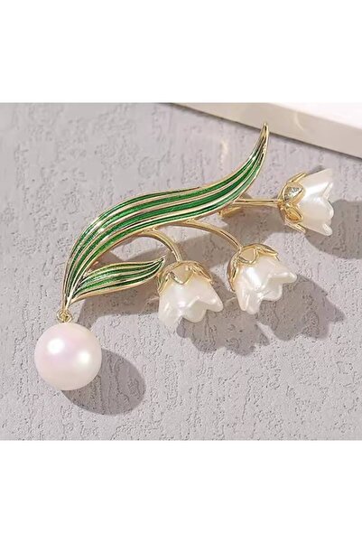 ESJ İnci Detay Müğe İnci Çiçeği Kadın Broş Ebat: 2,7*5,1 Cm