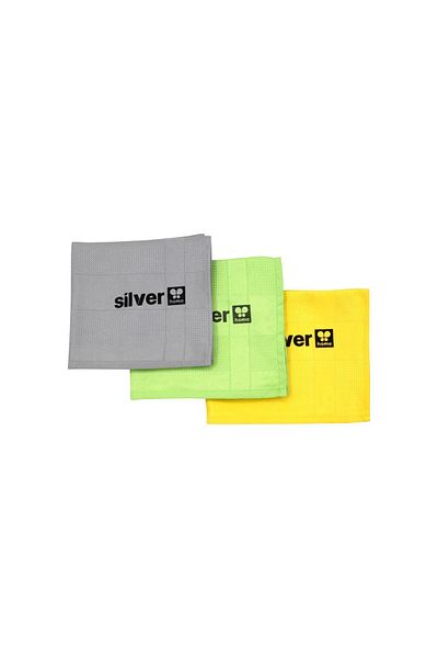 Silver Set of 3 Microfiber Decorative Glass Cloths - 42X68Cm