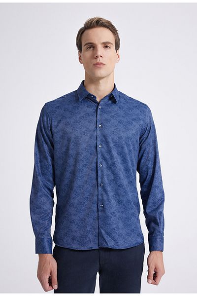 Twn Slim Fit Indigo εμπριμέ πουκάμισο