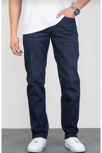 Denim Ανδρικό τζιν παντελόνι με ψηλή μέση και φερμουάρ - Dark Navy