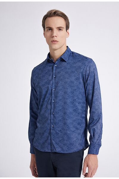 Twn Slim Fit Indigo εμπριμέ πουκάμισο
