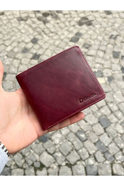 beralde Vintage Deri Livius Model Cüzdan Bordo Renk