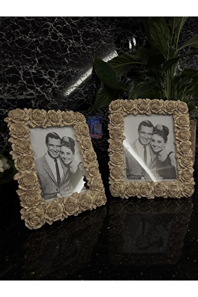 MGS COLLECTION Dekoratif Resim Çerçevesi Gül Motifli Polyester Çerçeve Ikili ...