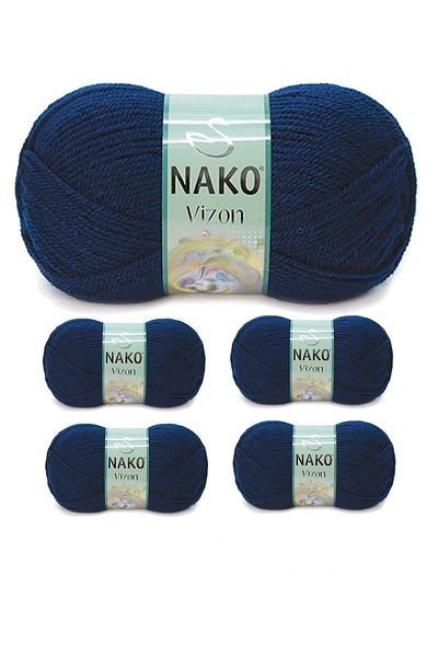 NAKO 5 Pieces Mink Premium Acrylic Hand Knitting Yarn Wool Color No:148 Navy Blue