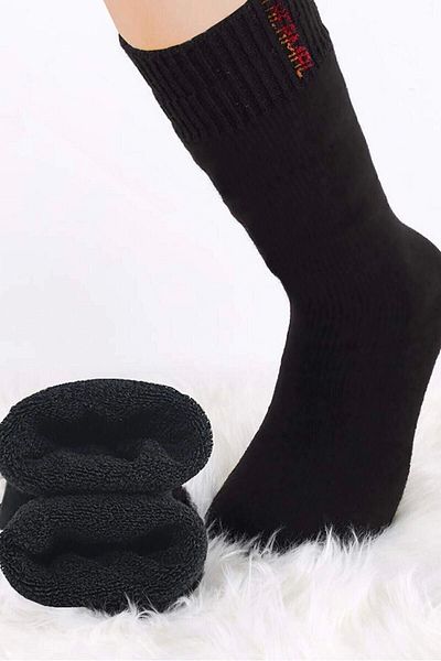 Royaleks Black Thermal Thick Winter Towel Socks Men Women Unisex Cotton