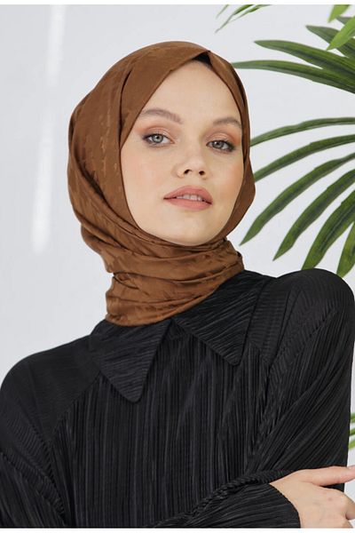 Sima Light Brown Loryan Scarf Jacquard Goose Feet Shawl