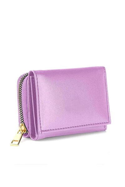 DZC KUZENLER AVM Kadın Fermuarlı çıtçıtlı Bozuk Para Bölmeli lila Cüzdan Kart...
